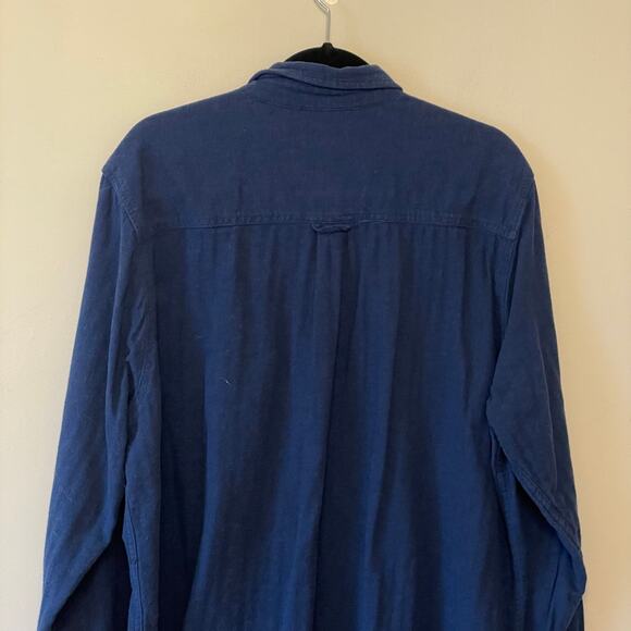 Woolrich XXL long sleeve button up shirt navy blue trucker casual woven - Picture 6 of 7